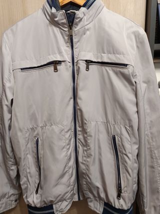 Chaqueta hombre gris y azul