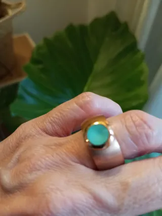 Anillo de Acero Inoxidable con turquesa Natural