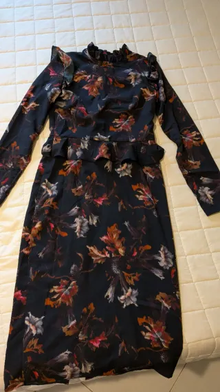 Vestito cerimonia longuette stampa fiori