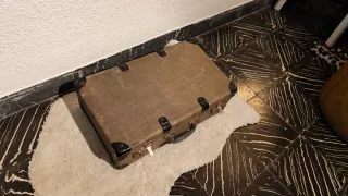 Maleta Vintage Cuadros Marrones y Beige