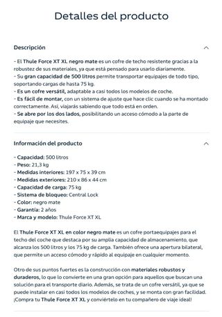 Cofre de Techo Thule Force XT XL Negro Mate