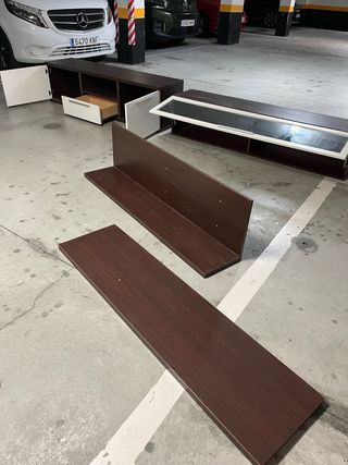 Mueble TV salón + vitrina + baldas