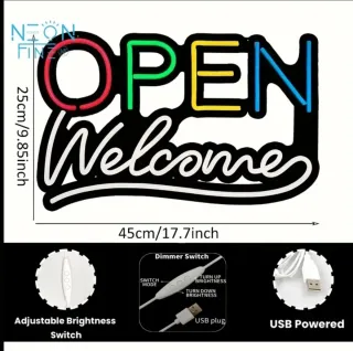 Lampada Neon LED "OPEN Welcome" maxi