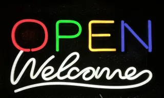 Lampada Neon LED "OPEN Welcome" maxi