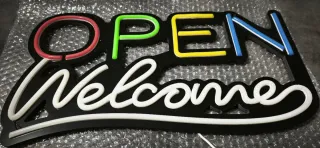 Lampada Neon LED "OPEN Welcome" maxi