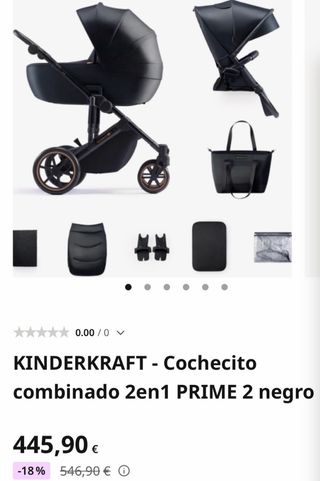 Kinderkraft Prime 2 Cochecito 2en1 Negro