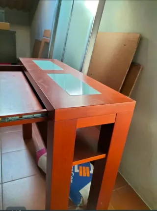 Mueble recibidor madera y cristal