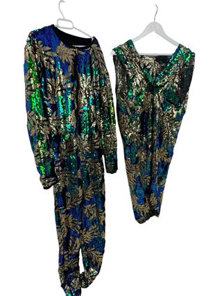 Disfraz Mono Carnaval Pareja lentejuelas hojas