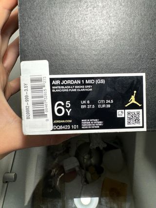 Air Jordan 1 Mid (GS) Smoke Grey Taglia 39