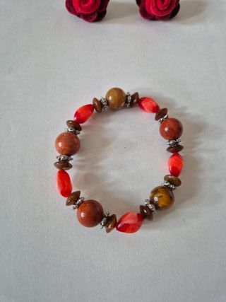 Conjunto Pulsera Perlas y Pendientes Rosas