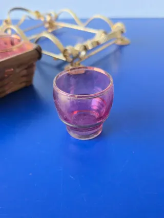 Set Bicchierini con Struttura in Metallo e Vimini