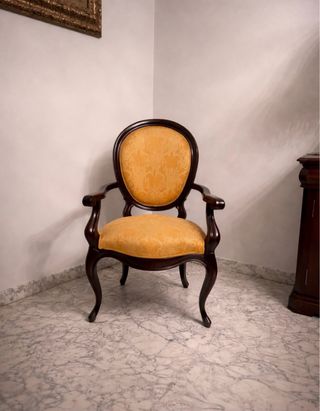 Juego 2 sillones madera y tela