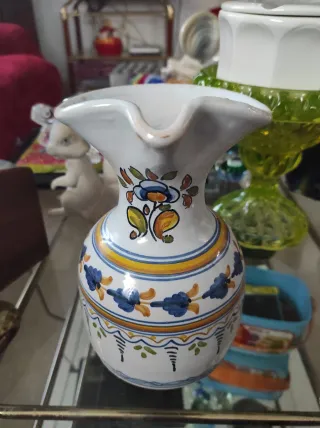 Jarra cerámica Talavera multicolor vidriada