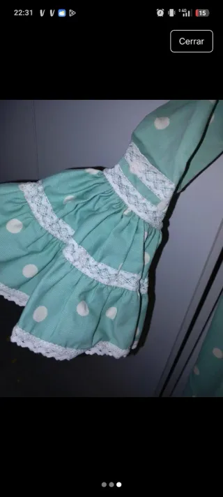 Vestido Flamenca Canastero Verde Lunares