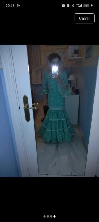 Vestido Flamenca Canastero Verde Lunares