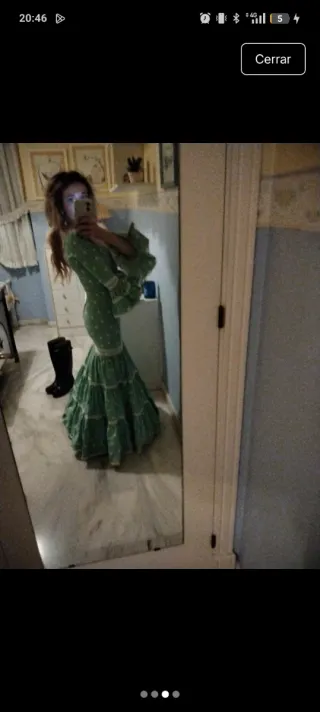 Vestido Flamenca Canastero Verde Lunares