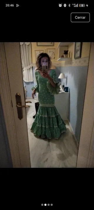 Vestido Flamenca Canastero Verde Lunares