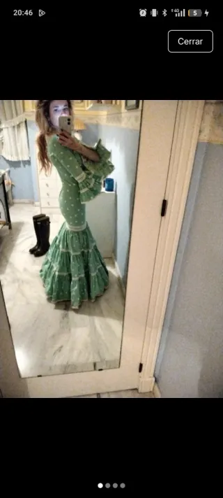Vestido Flamenca Canastero Verde Lunares