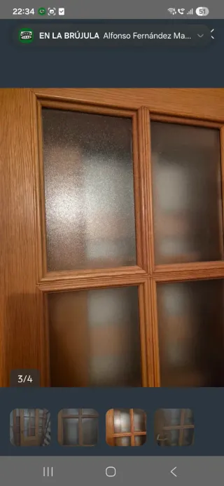 Puerta interior madera y cristal