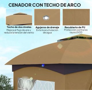 Cenador de jardín beige y negro