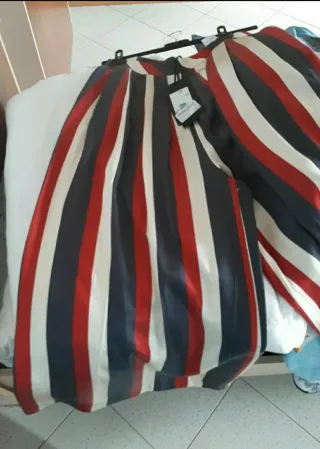 Pantaloni palazzo donna righe rosse blu