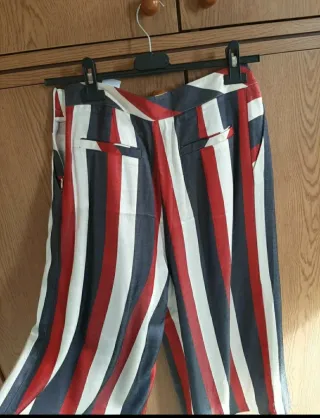 Pantaloni palazzo donna righe rosse blu