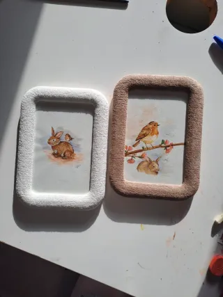 Acquerello originale pettirosso coniglio. cornice