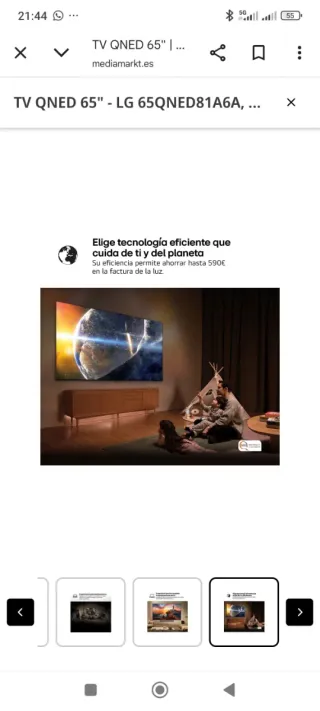 TV LG QNED 65 4K AI Procesador α7