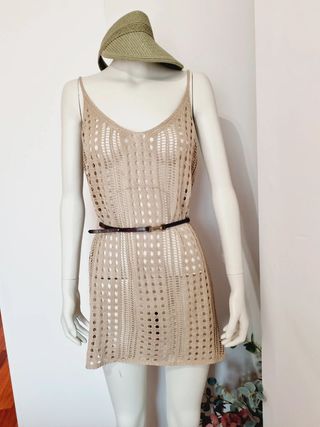 Vestido playa crochet beige T L/XL