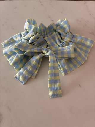 Cuellos postizos cuadros azul y amarillo Vichy