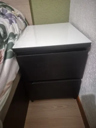 Mesita Noche Ikea Cristal Blanco Negra