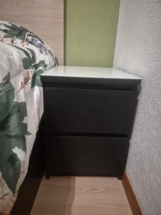 Mesita Noche Ikea Cristal Blanco Negra