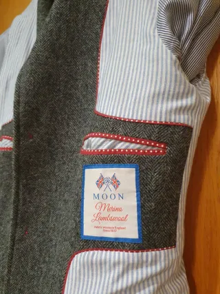 Abrigo El Ganso gris, diseño de espiga. 100% lana