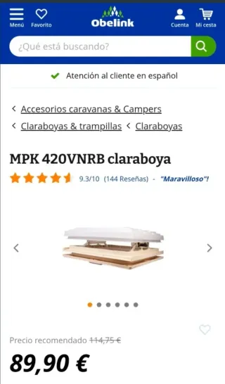 Claraboya MPK 420VNRB Autocaravana/Caravana