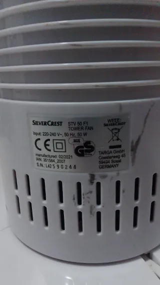 Ventilador torre SilverCrest STV 50 F1 blanco 50W!