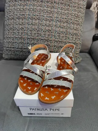 Sandali Patrizia Pepe donna argento Tg 35 nuovi