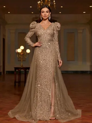 Vestidos SHEIN dorado manga larga