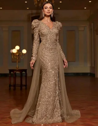 Vestidos SHEIN dorado manga larga