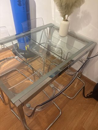 Mesa Comedor Cristal y Metal