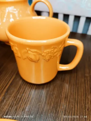 Juego de porcelana naranja y amarillo