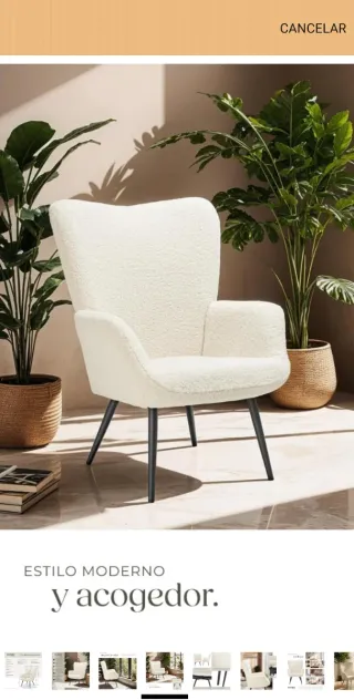 Sillón beige y negro tela y metal