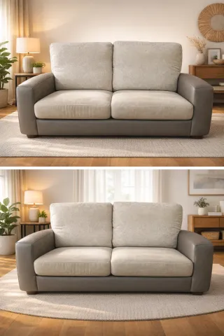 Sofá 2 plazas beige y gris moderno