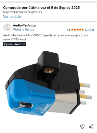 Nueva! Aguja + Cápsula Audio Technica AT VM95C