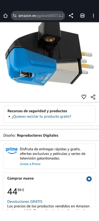 Nueva! Aguja + Cápsula Audio Technica AT VM95C