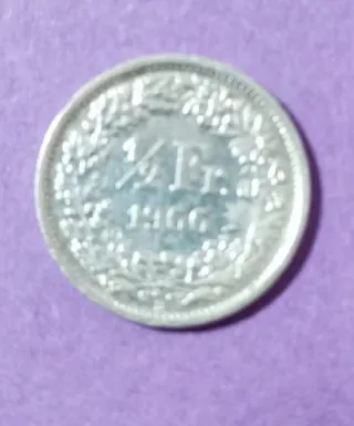 Moneda 1/2 Fr. 1966 Plata