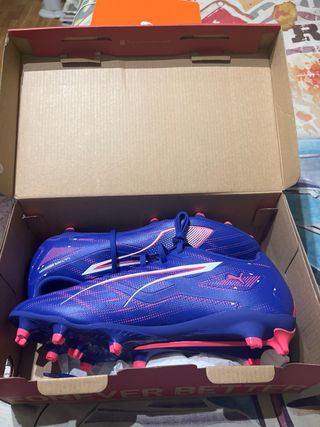 Botas de fútbol Puma niño azul/rosa