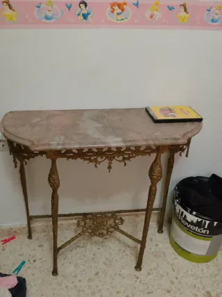 Mesa de entrada mármol con espejo a juego