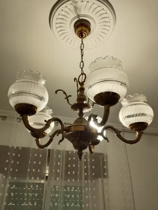 Lámpara de techo antigua latón y bronce