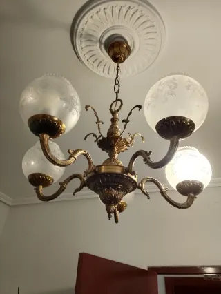 Lámpara de techo antigua latón y bronce