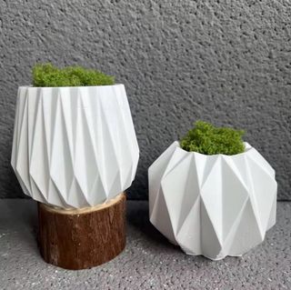 Confezione da 2 Vasi in Pietra Bianchi